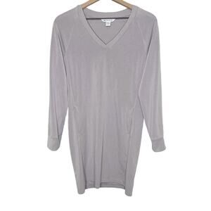 ATHLETA Women's S Seasoft Long Sleeve V Neck Athletic Mini Dress Tinsel Purple
